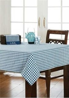 Blue Gingham Blue and White Check Tablecloth Cloth 203cm x 152cm 100%