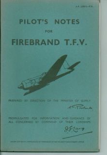 FIREBRAND T.F.V. PILOTS NOTES. AP.2208 E PN. MAY 1948/DEC 1950.Modern