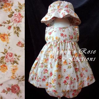 BS1 HANDMADE Baby Girl Floral Dress Set + Hat + Bloomers, Baby Pink 0