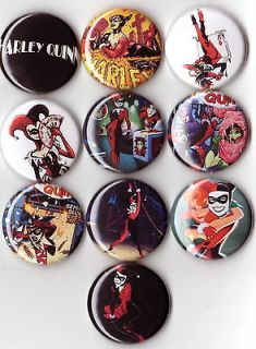HARLEY QUINN DC Comics 10 Pins Buttons Badges Pinbacks Set 2