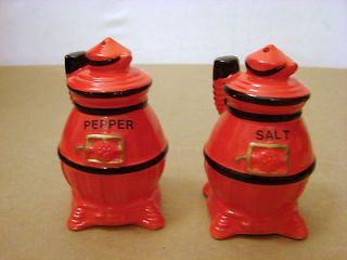 Retro Red Potbelly Stove Salt & Pepper Shakers   Japan