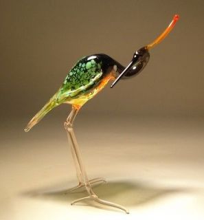 Blown Glass Murano Art Figurine HERON Bird