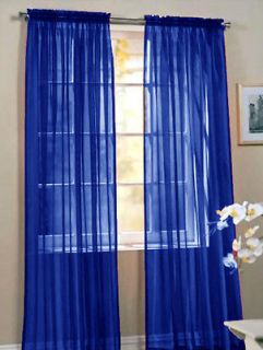 2PC ROYAL BLUE SOLID SHEER VOILE WINDOW CURTAIN PANEL 58X84 A15476