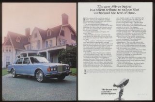 1982 blue Rolls Royce Silver Spirit car photo print ad