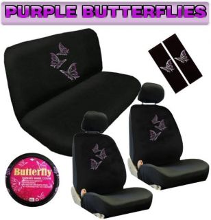 Butterfly 11pc UNIVERSAL Car Seat Covers Bench Floor Mats Interior Set