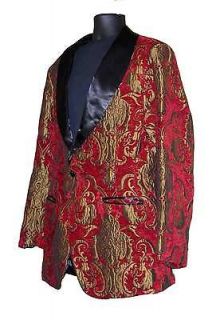 NEW Red/Gold Paisley Drape Smoking Jacket by NINE DEEP Clothing