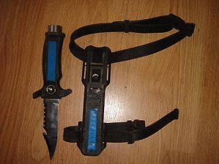 WENOKA Dive Knife, 9.5 long, Blue Blk case, in excellent condition