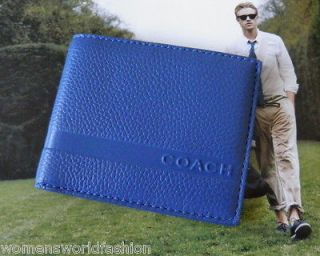 Camden Mens Blue Pebble Leather Slim Bill fold Bi fold Wallet 74438