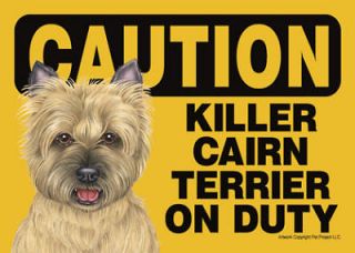 Funny Dog Sign Caution Tan Cairn Terrier magnet 7x5