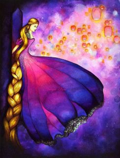 Disney Tangled Rapunzel Painting~Dark Fairytale Fantasy Glowing