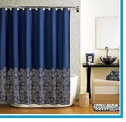 Navy blue fabric Shower Curtain Hometrends