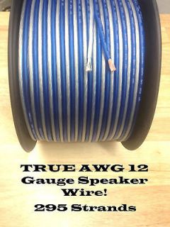 TRUE 12 Gauge AWG Speaker Wire Car Home Audio Blue and Silver ft GA