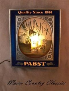 1970s PABST BLUE RIBBON BEER WORKING LIGHT SIGN Duck Decoy & Mugs