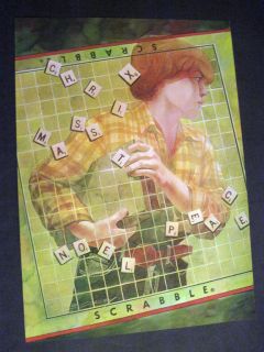 80s illustrated image of young boy & Scrabble game board 1983 Clipping