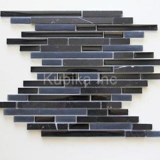 Glass Stone Mosaic Tile Sticks Kitchen Backsplash Black