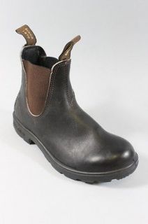BLUNDSTONE Black Leather Brown Elastic Side Panels Ankle Boots Sz 37.5