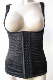Womens boned underbust corset body shaper bodysuit   XL BLACK