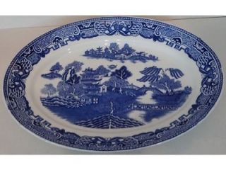 Antique Green & Co Gresley Blue Willow Oval Serving Platter
