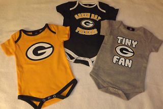 MONTHS GREEN BAY PACKERS FOOTBALL 3 PACK BODYSUITS ROMPERS SET NWT