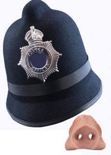 British Bobby Police Hat/Badge & Pig Nose Fancy Dress