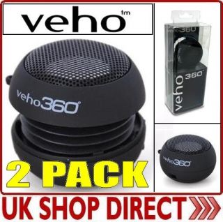 VEHO 360 BASS PORTABLE TRAVEL SPEAKER IPAD/IPOD/IPHO NE/LAPTOP/PC x 2