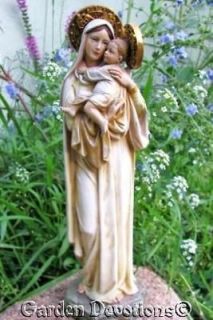 10 MARY w/ HALO GARDEN STATUE Resin Madonna & Jesus TITLED MATER