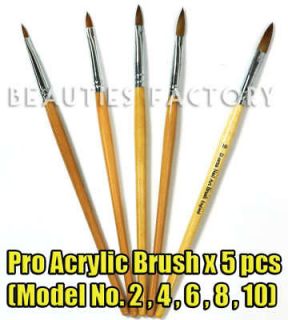 Newly listed 5 Models x Wooden Fine Acrylic Nail Art Tips Brushes Set