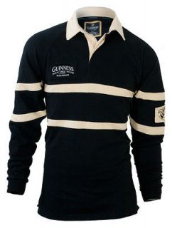 Guinness Black and Cream long sleeve authentic rugby shirt   Brand New
