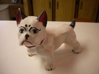 1940s Carnival Prize Chalkware Bulldog / Boston Terrier, 7 1/4 inch