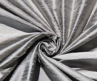 Pewter 100% Dupioni Silk Fabric Wholesale Bolt Roll 31 Yards