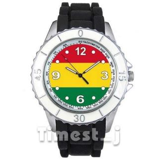 Bolivia Country Flag Mens Ladies Unisex Black Jelly Silicone Wrist