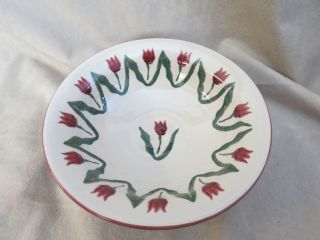 NICHOLAS MOSSE POTTERY RED TULIP CEREAL BOWL 7 X 2 SMALL CHIP ON