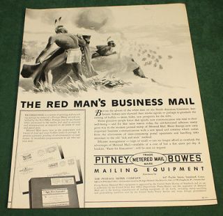 1937 Pitney Bowes Ad Red Mans Business Mail Fortune