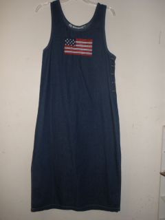 WOMENS SMART OBJECTS BRAND AMERICAN FLAG JEAN JUMPER DRESS (T130