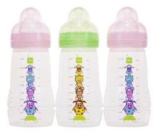MAM 9oz Baby Bottle 3pk Green/Pink Animal Set  2+M