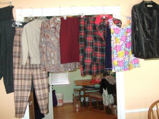lot vintage clothes top skirts pants jacket 60s 70s 80s madmen retro S