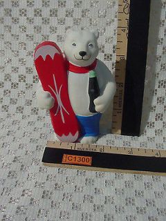 SQUISY FOAM RUBBER COCA COLA POLAR BEAR WITH SURFBOARD FIGURINE OR TOY