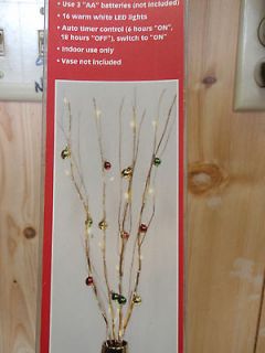 LIGHTED TWIG BRANCH WITH ORNAMENTS NEW BATTERY OPERATED