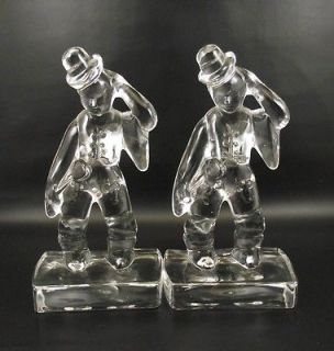 New Martinsville Glass Bookends~The Woodsman (@)