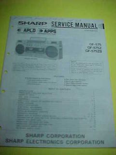 SHARP GF 575 GF 575Z GF 575ZB BOOMBOX RADIO CASSETTE SERVICE MANUAL