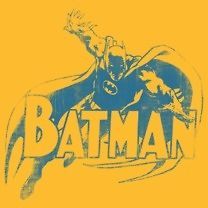 Batman Heres Batman Running Cape Yellow Licensed Tee Shirt Adult S