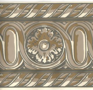 Grey Rope Medallion Rosette Moulding Molding Wall paper Border