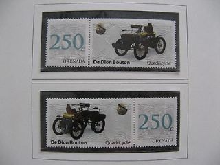 GRENADA, 2x personal stamp MNH, car, Dion Bouton Quadricycle