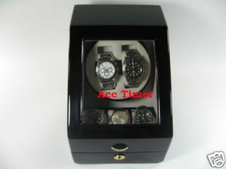 Double (2) Watch Winder Black Lacquer + 3 storage (6 settings) Works w
