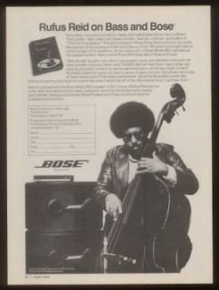 1980 Rufus Reid bass photo Bose 802 speakers print ad