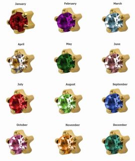 Piercing Mini Gold Plated Stud Earrings 2mm Claw Setting Birthstones