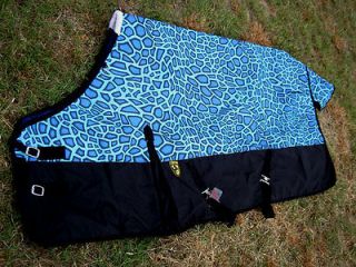 1200D Turnout Waterpoof Horse SHEET Light Blanket Blue Giraffe 60