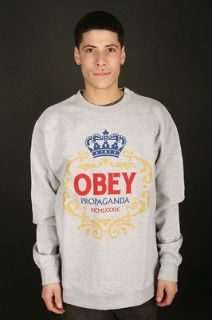 Obey Hi Class Mens Crewneck Sweatshirt in Heather Grey (OCNHCL HEA HE