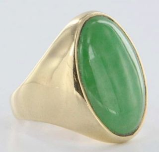 Jade 14k Gold Mens Cocktail Ring Band Fine Heirloom Used Jewelry