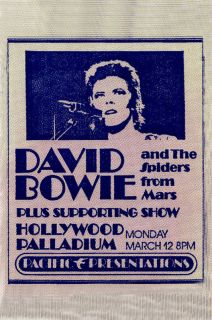 David Bowie @ Hollywood Palladium Promo Poster 1973